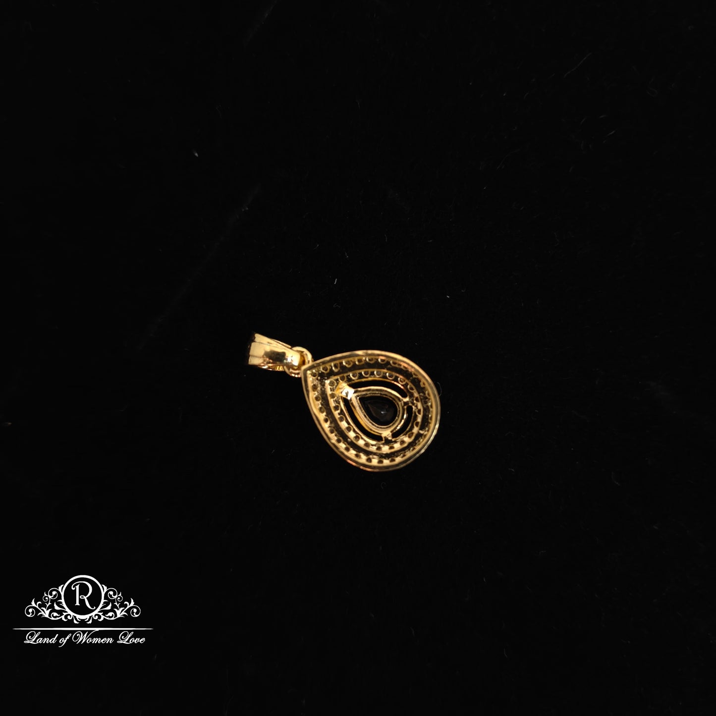 92.5 Silver CZ- Stones Navy blue Pendant Set-RCDS093