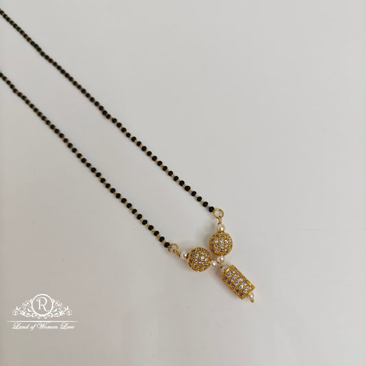 92.5 Silver Black beads With CZ- balls-RCH796