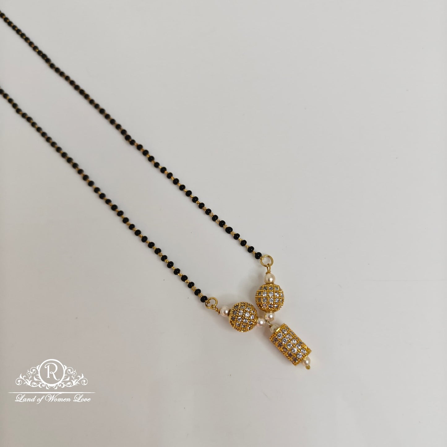 92.5 Silver Black beads With CZ- balls-RCH796