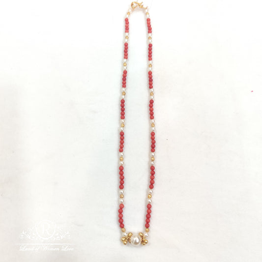 Beautiful Koral With Gold Balls Mala