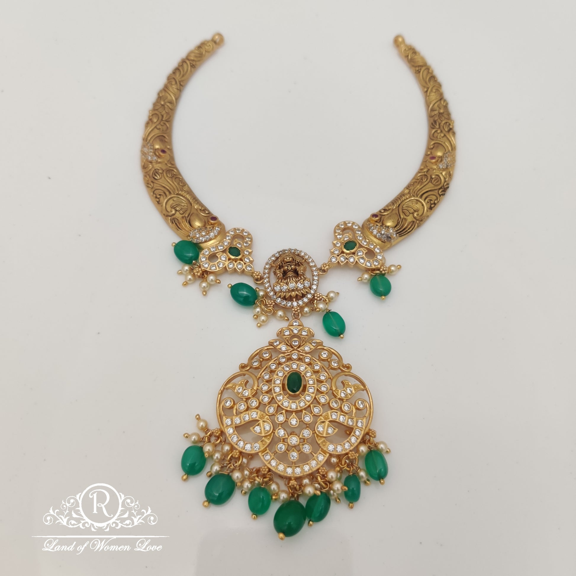 necklace white stone silver kante design necklace-rcm852 92.5 silver ramala jewelry / ramala collections