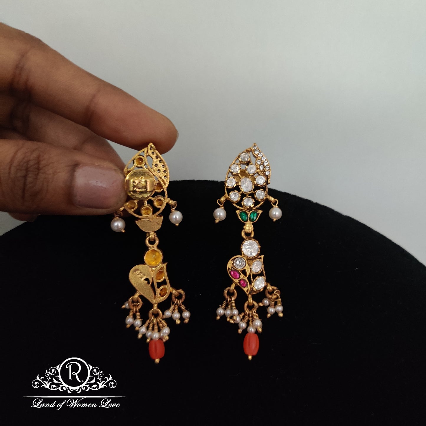 Kundans Silver Earrings-RC85-105CP18