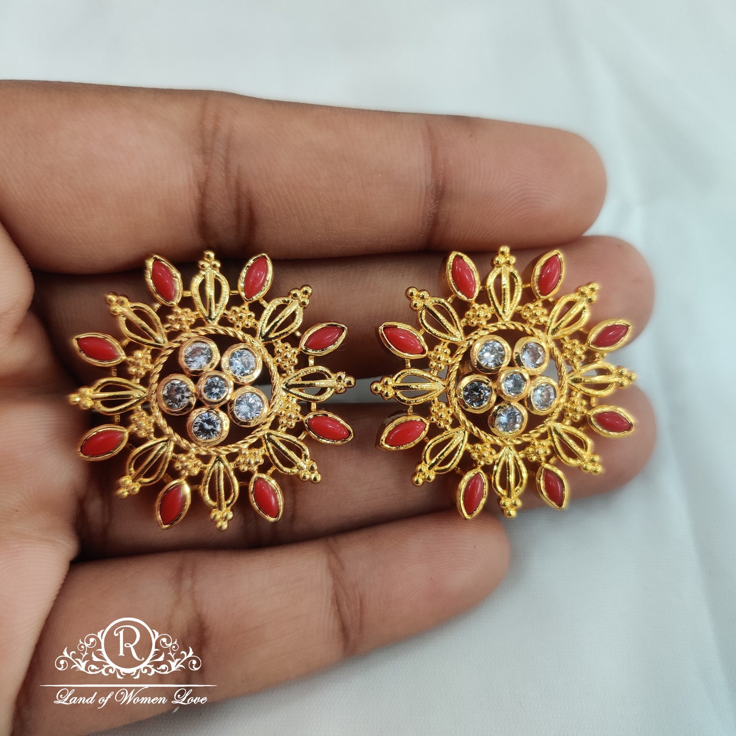 92.5 Silver Jewelry floral stud earrings RCV072