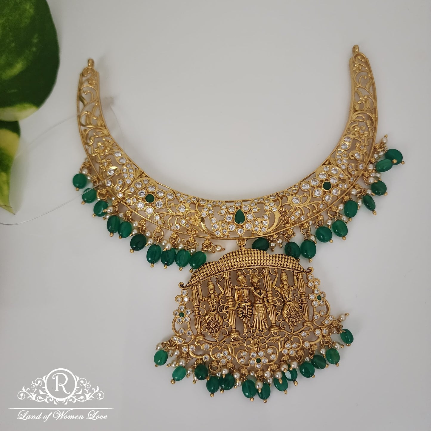 necklace classic radha krishna design silver necklace-rcm197 92.5 silver ramala jewelry / ramala collections