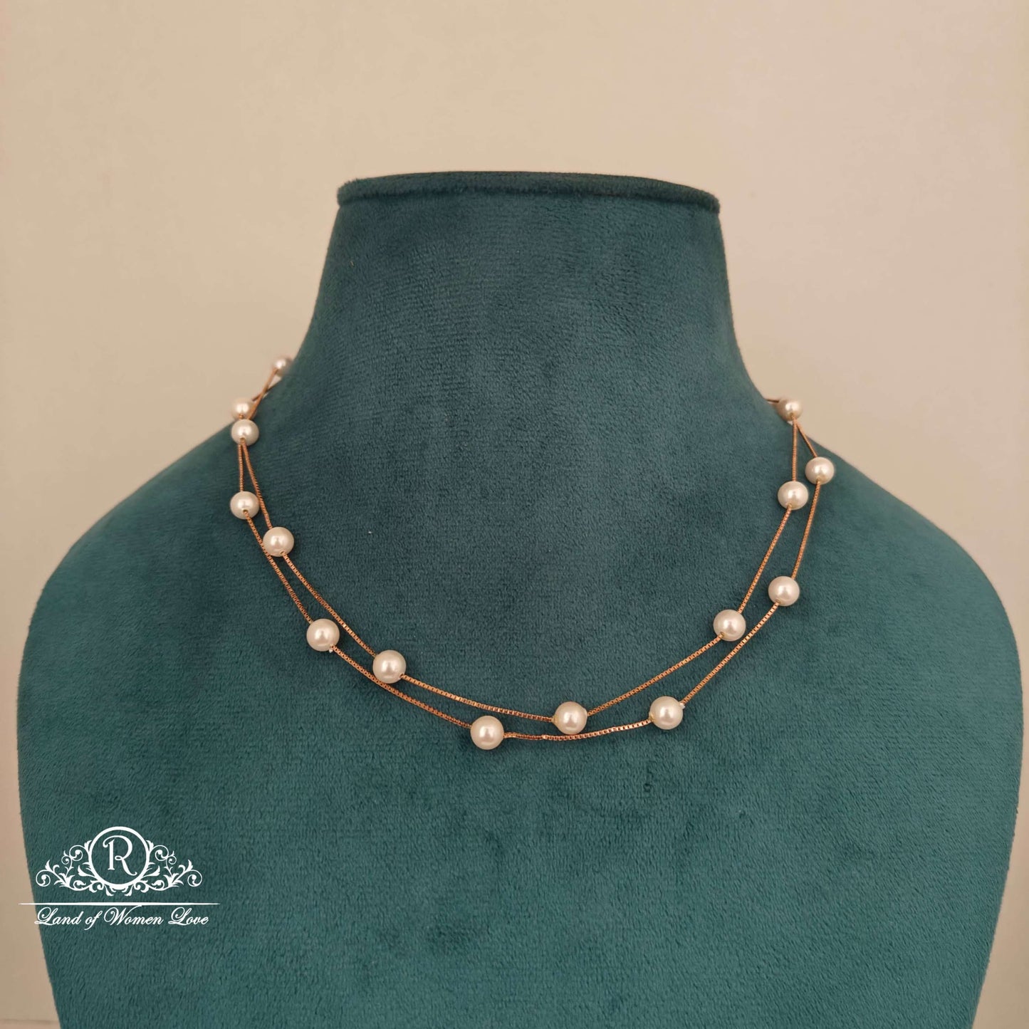 chain imported italian rose gold polish chain with pearls - rcg284 92.5 silver ramala jewelry / ramala collections