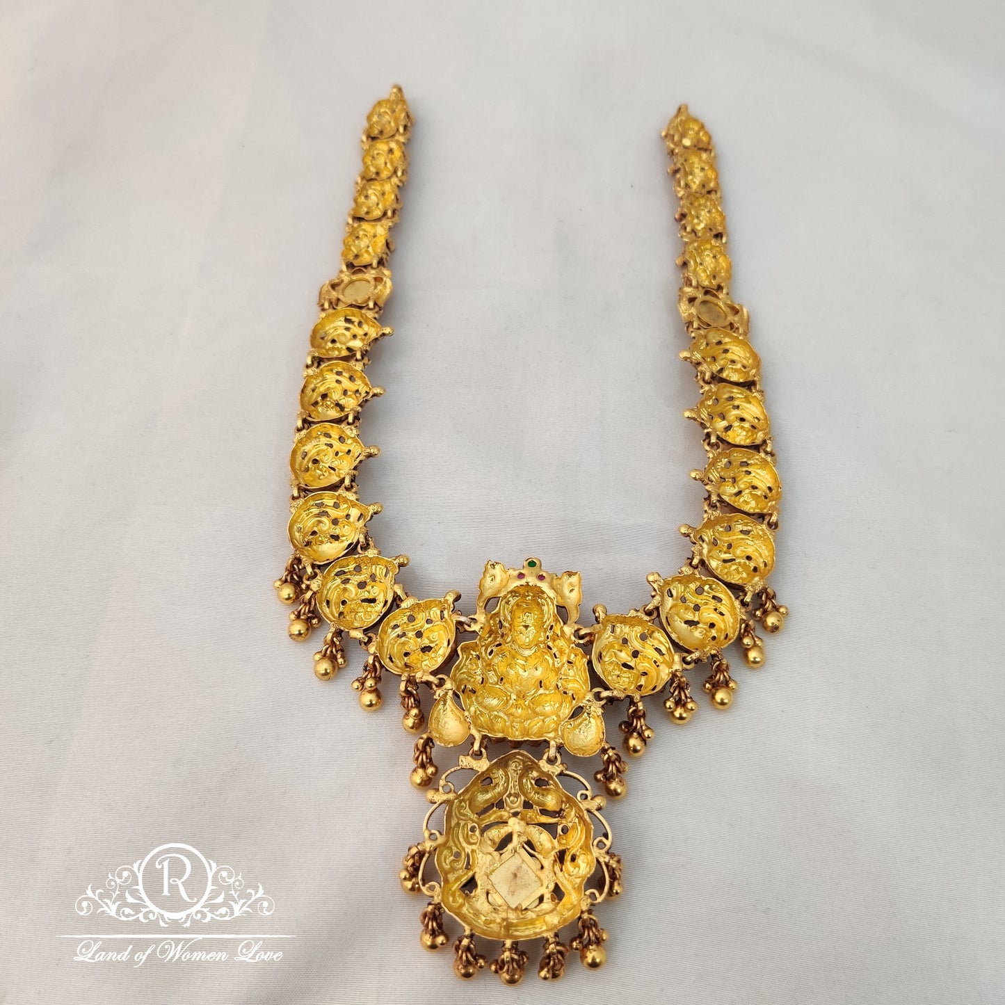 Beutiful silver ✨ Lakshmi Devi haram with peacock 🦚 design 22"-RCM757