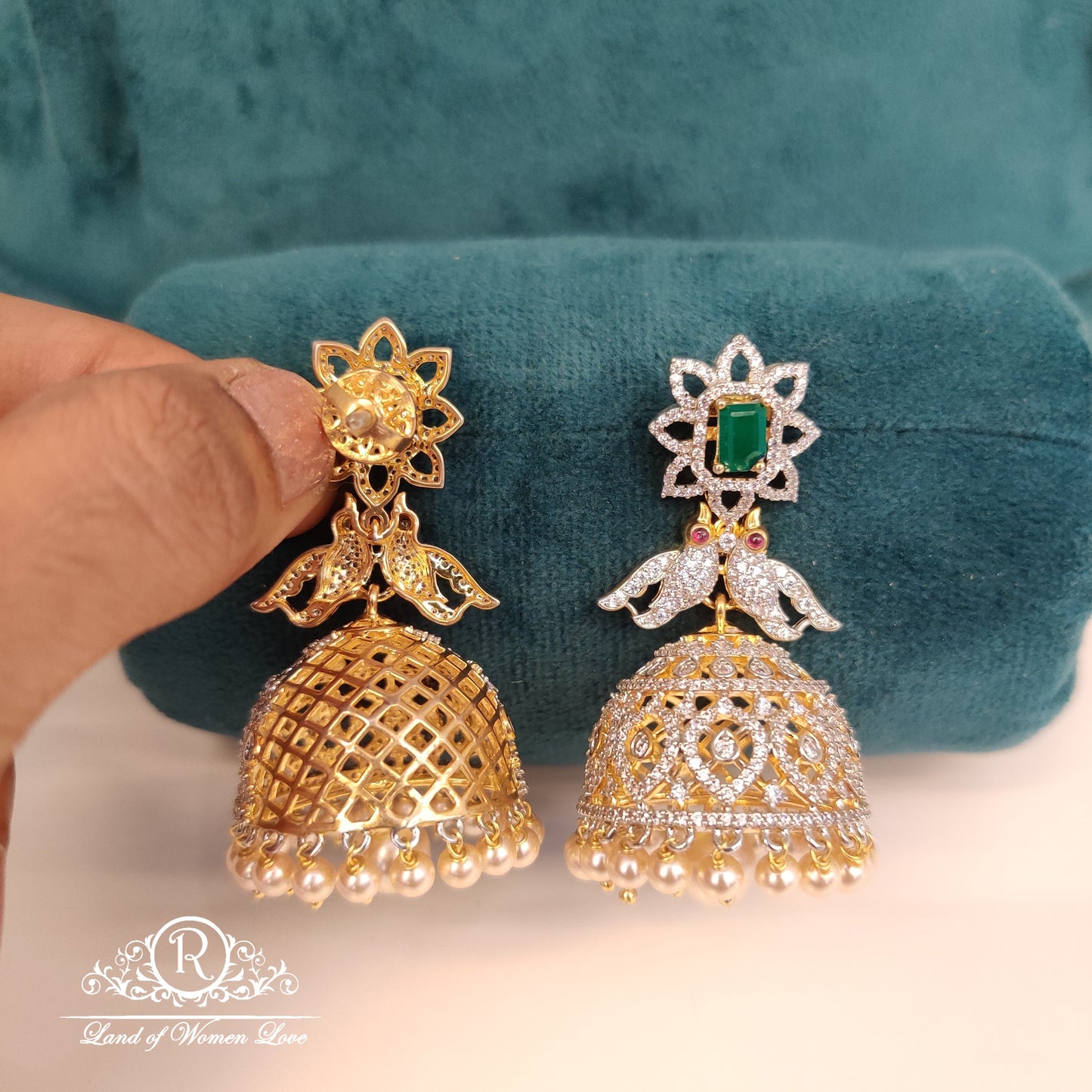Diamond finishing Silver jhumkas-RCCP230
