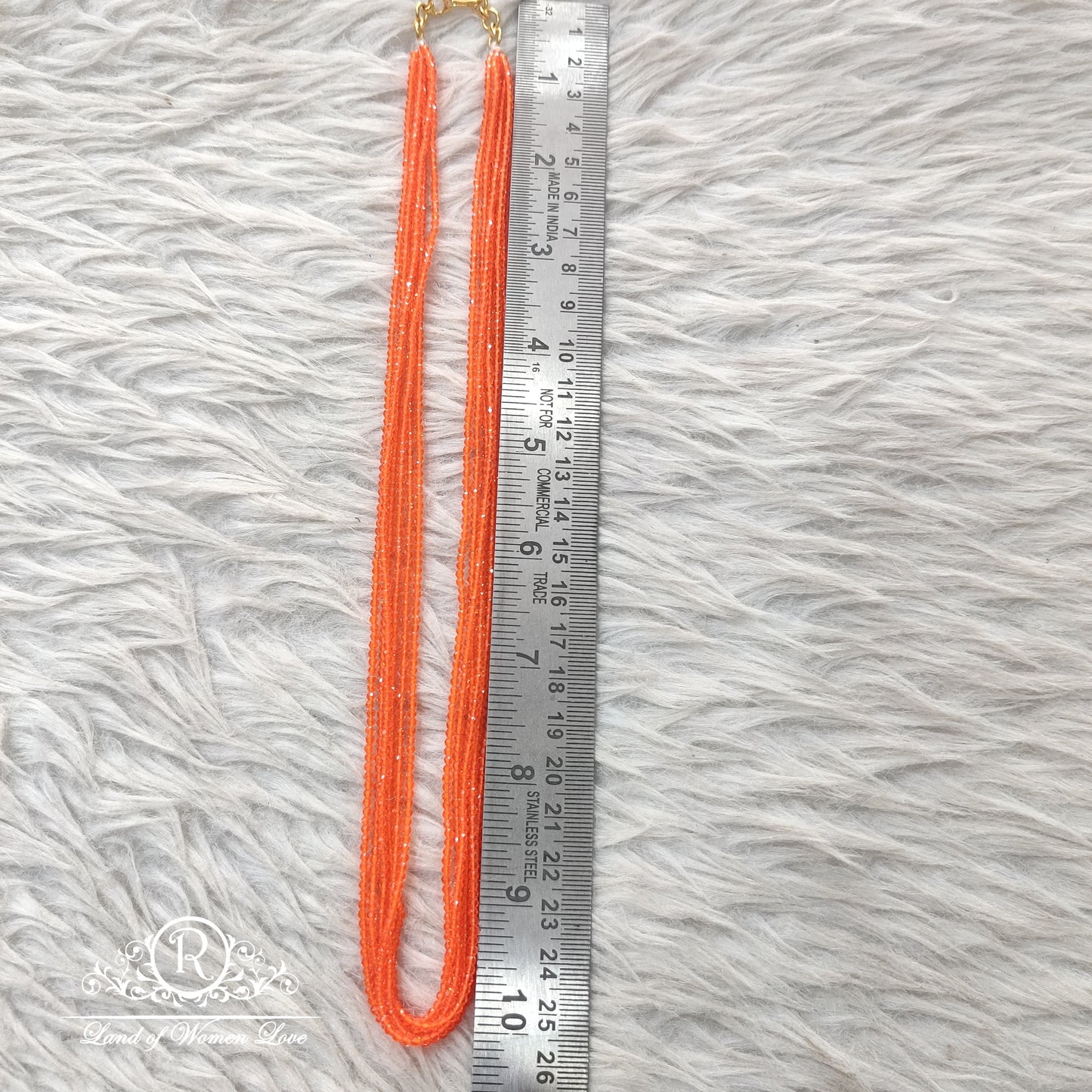 Cristal Beads Mala Orange  Colour 6 lines 20 inches RCH316