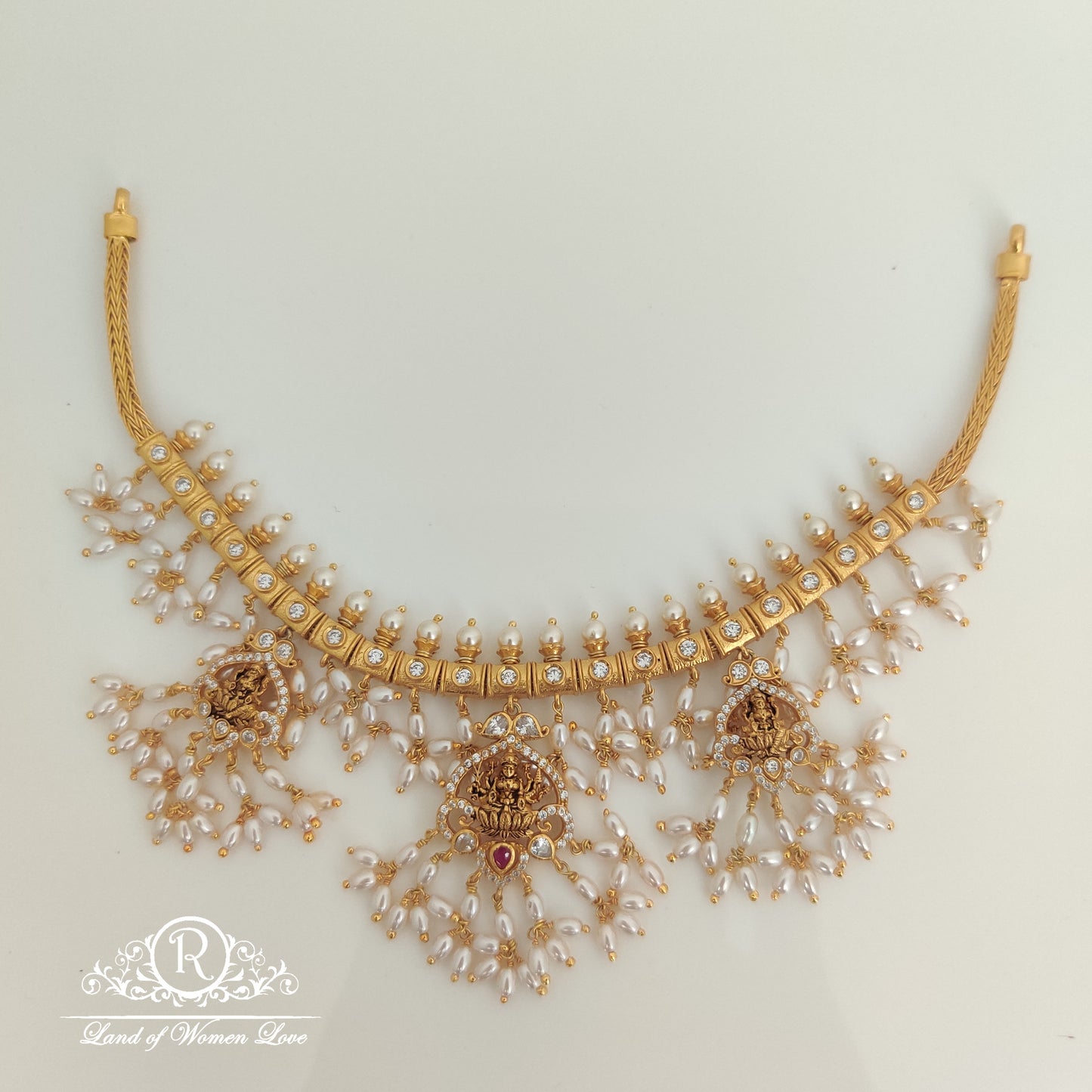 necklace beautiful gutta pusalu cz- necklace-rcm859 cz 92.5 silver ramala jewelry / ramala collections