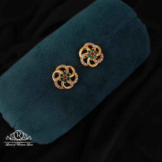 stud 92.5 silver flower design studs-rcjr808 cz 92.5 silver ramala jewelry / ramala collections