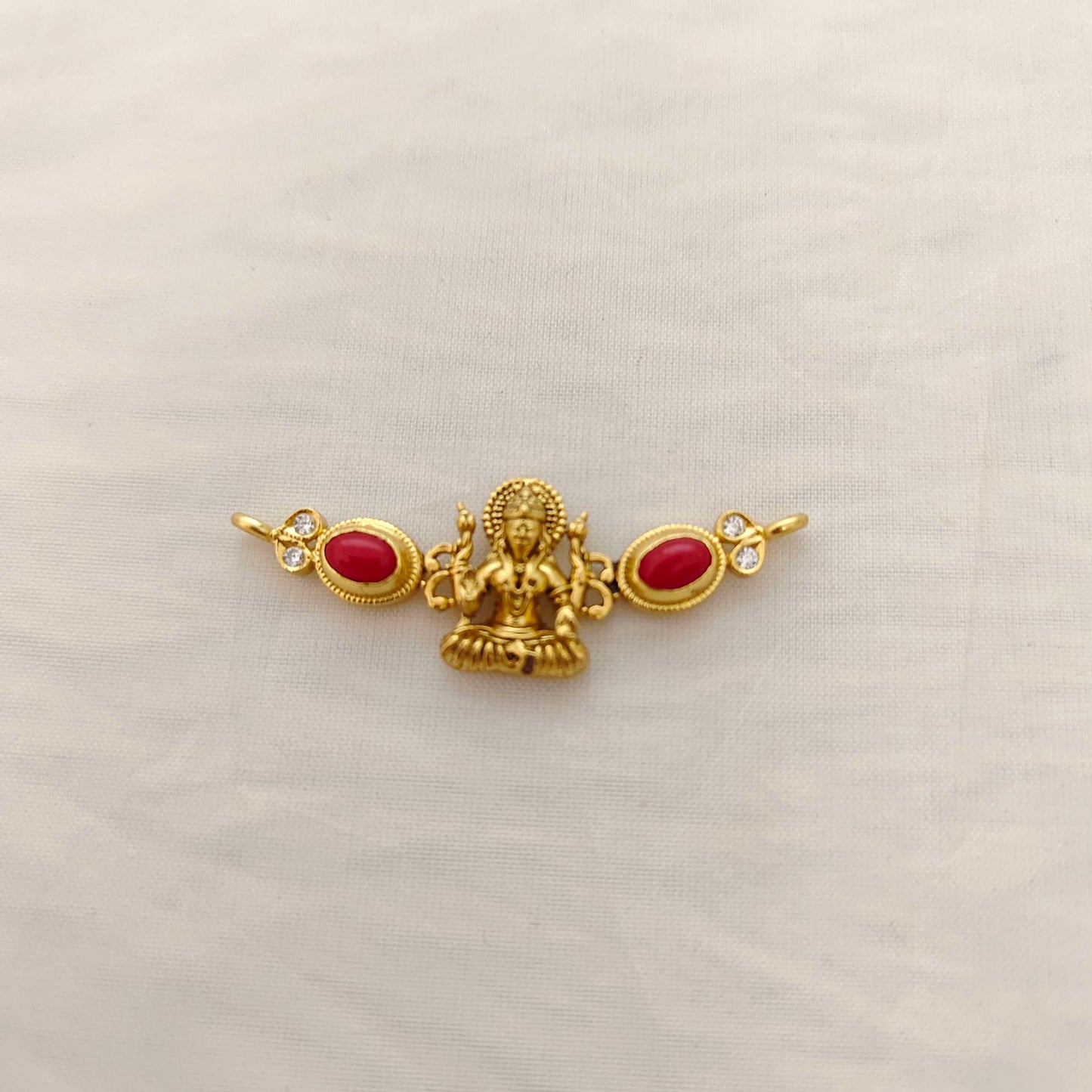 Silver Lakshmi Devi coral locket -RCM594