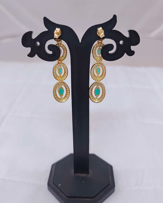 Silver CZ-gold polish Earrings design -RCP042