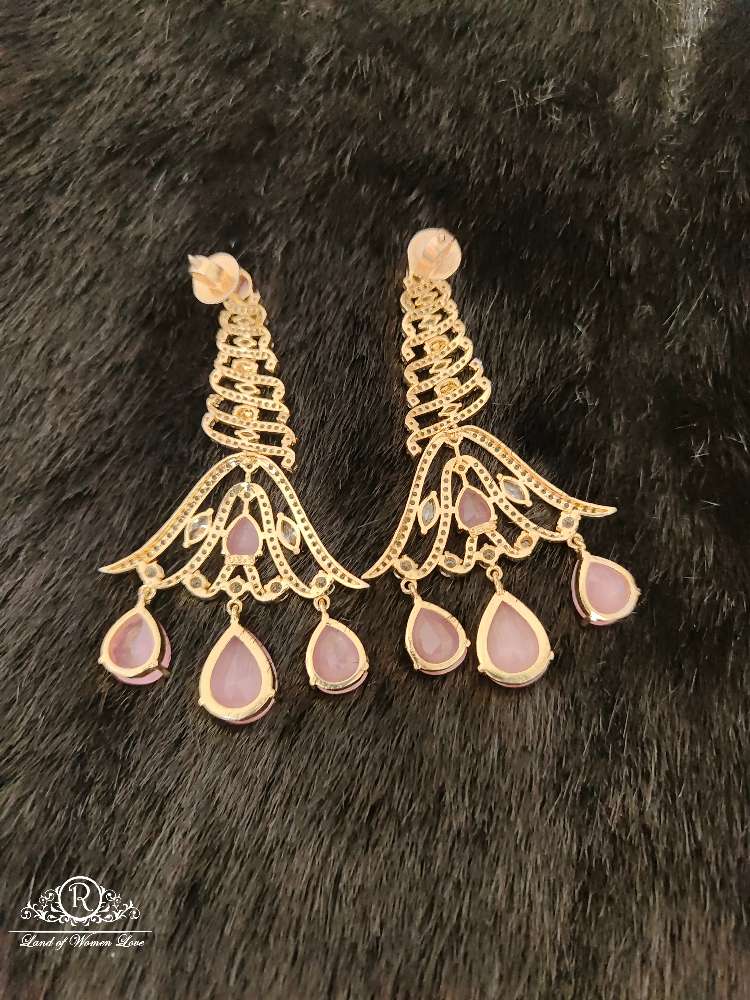 Silver CZ- Stones Dimond Design Necklace With Matching Earrings-RCJR236RCJR237