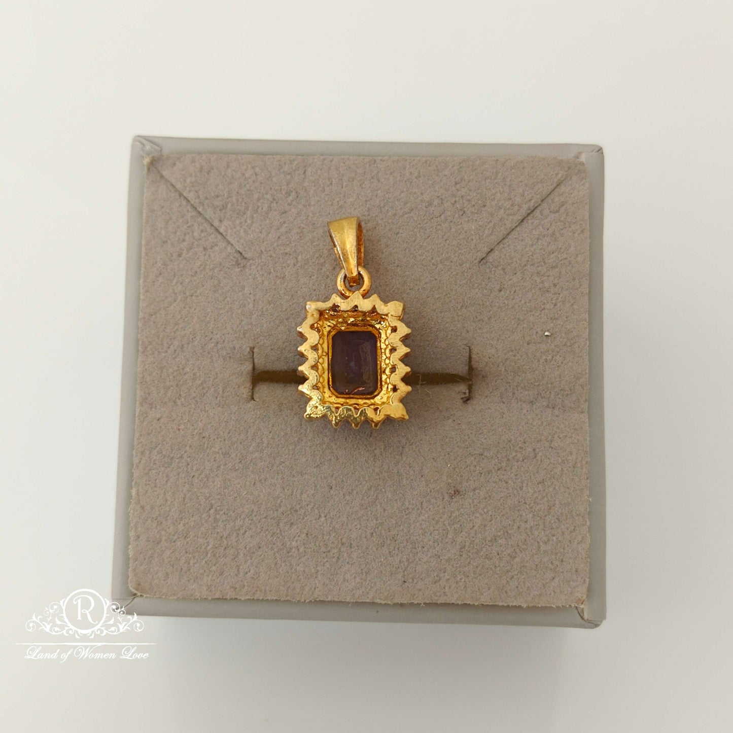 Silver CZ- Purple Stone Design Locket-RCV294