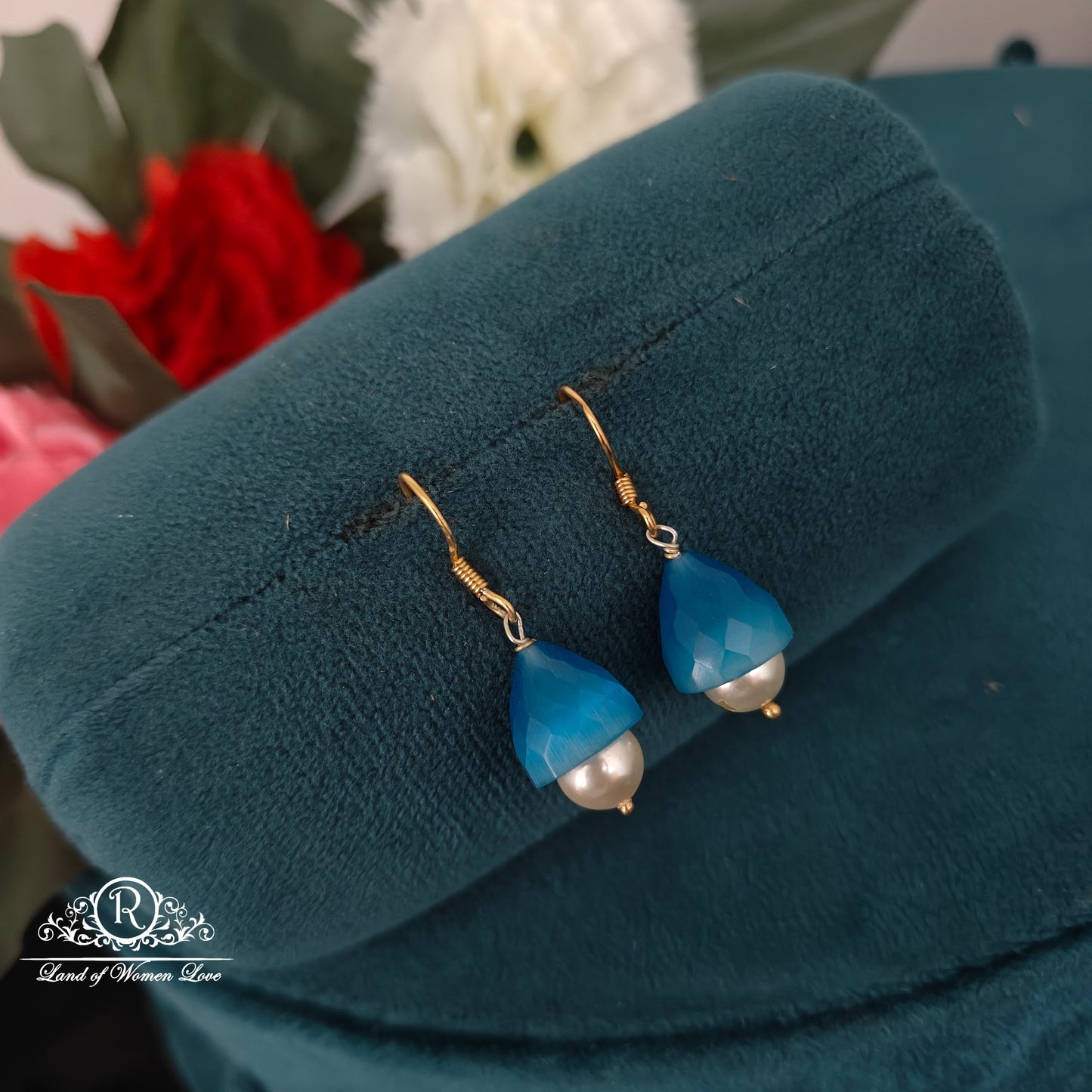 earrings 92.5 silver simple and cute hangings with pearl -rchk0170 pearl 92.5 silver ramala jewelry / ramala collections