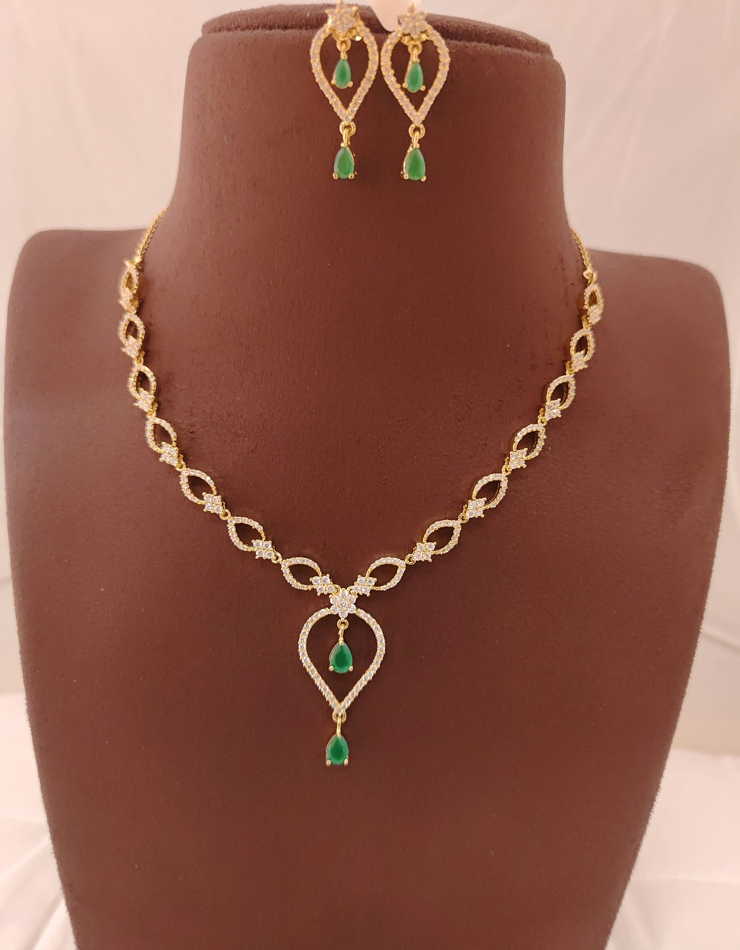 earrings silver cz- stones necklace with matching earrings-rces21rces22 cz 92.5 silver ramala jewelry / ramala collections