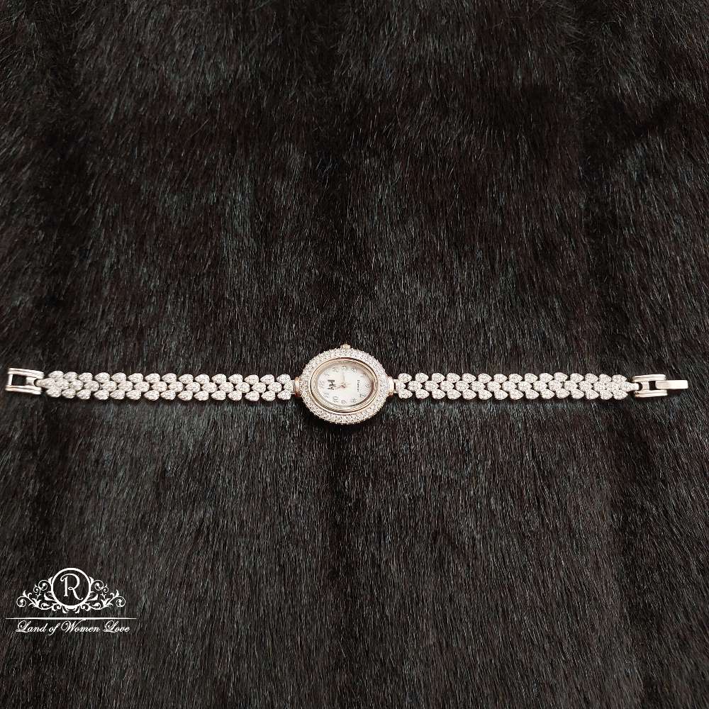 Silver White Stones Watch-SS05