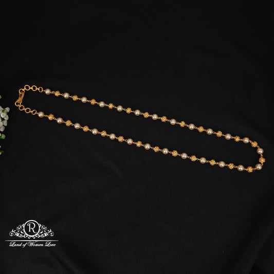 92.5 silver simple and cute beads mala with pearls and gold balls -rcjr955 92.5 silver ramala jewelry / ramala collections