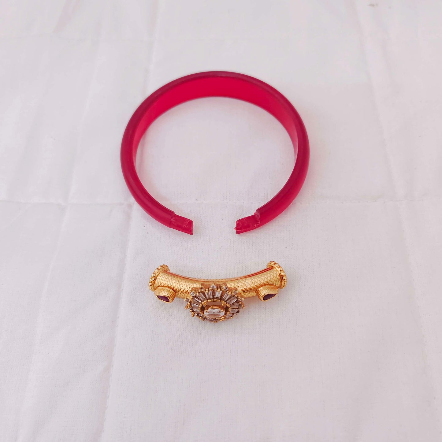 Silver CZ- gold polish bangles top design -RCJR312