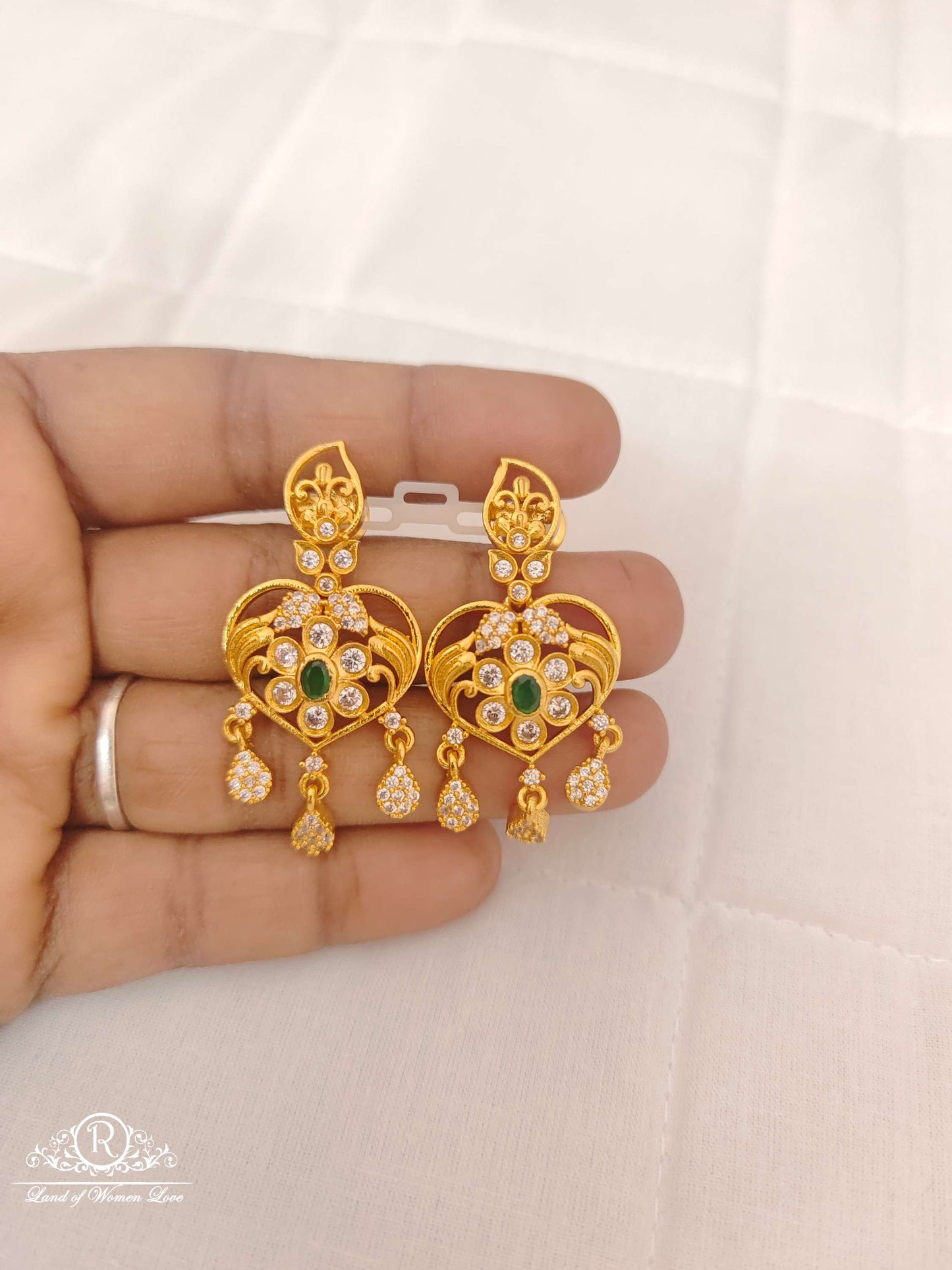 Silver White Stones Earrings-JR152