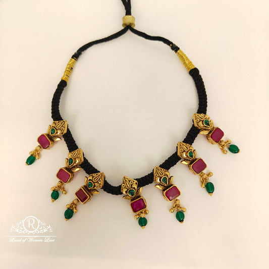 necklace black thread necklace- rc85-70cp119 92.5 silver ramala jewelry / ramala collections