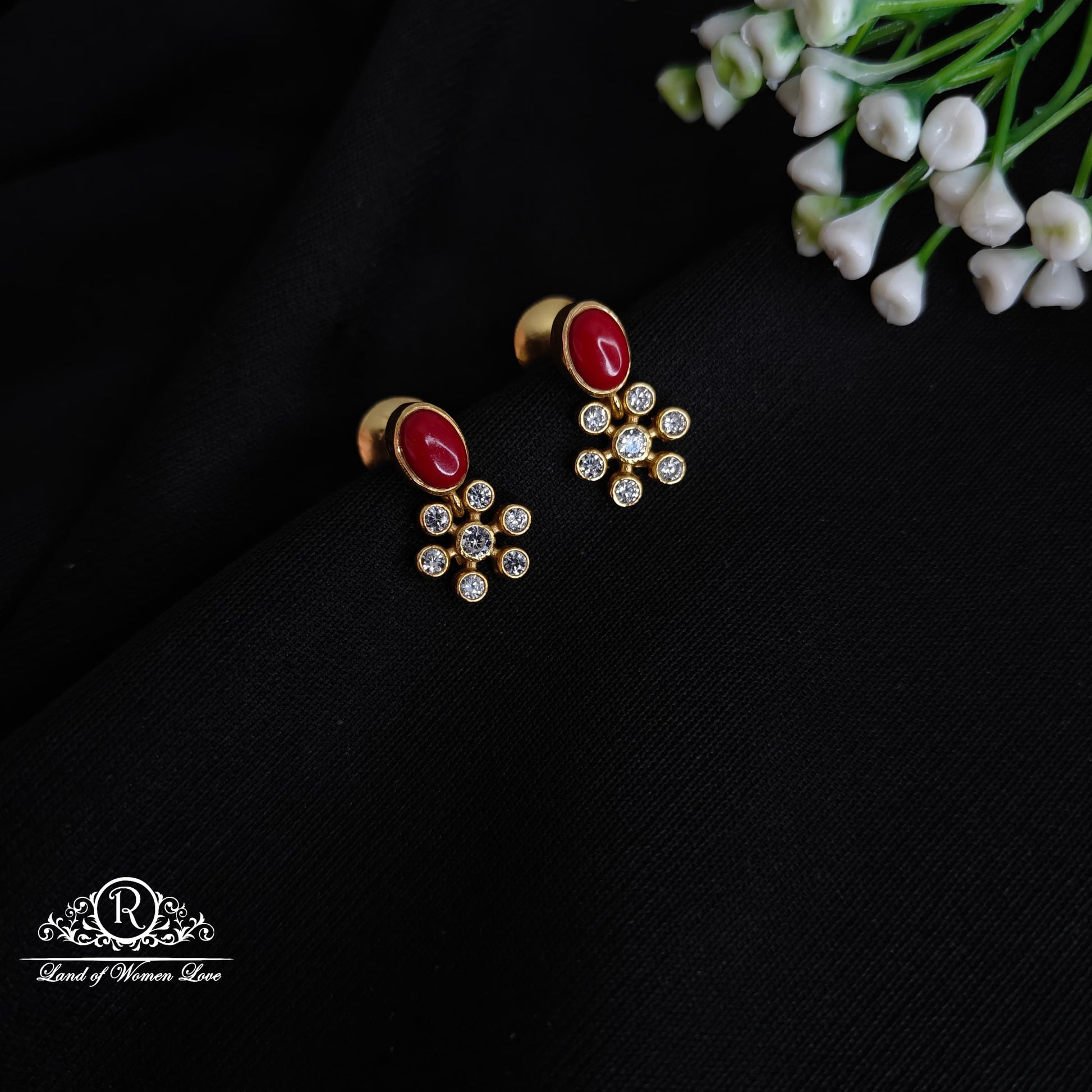 stud silver earrings-rcl29 coral 92.5 silver ramala jewelry / ramala collections