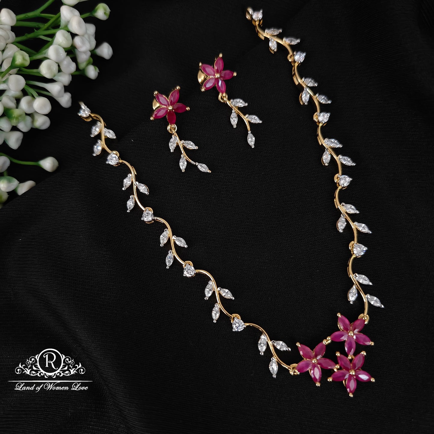 earrings 92.5 silver simple and cute necklace and earrings set - rcbg047 92.5 silver ramala jewelry / ramala collections