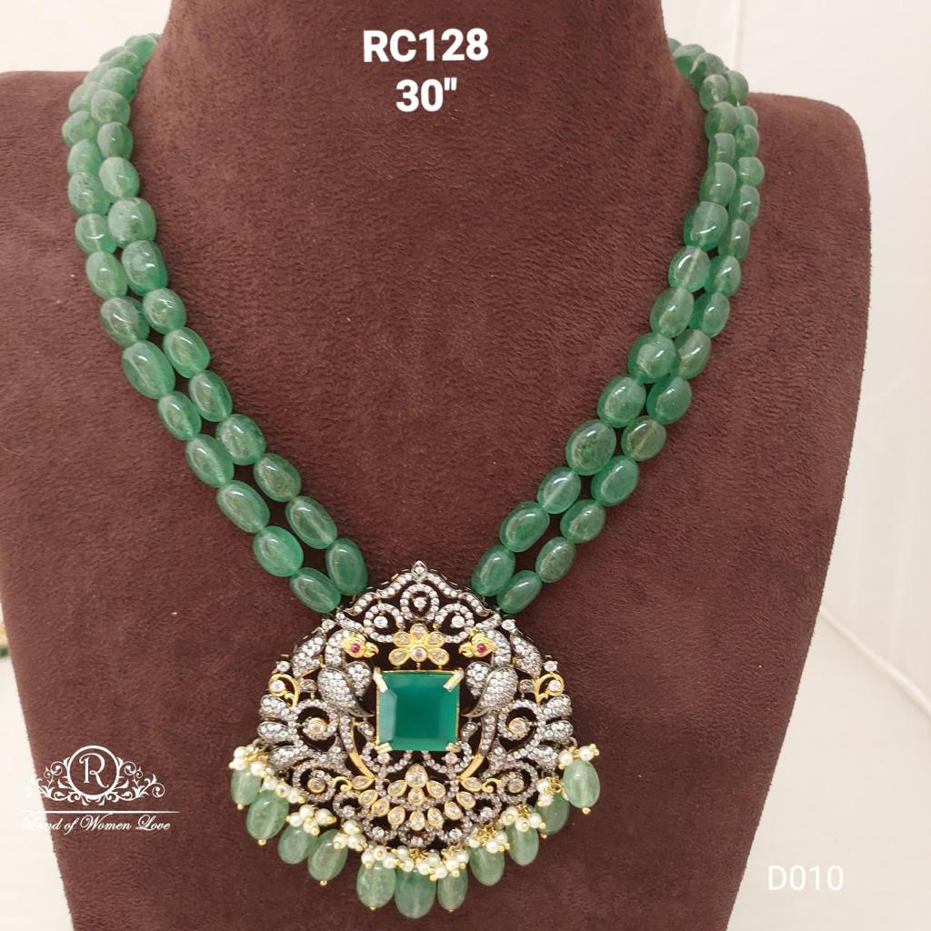 pendant silver green beads with victorian pendant -d010 92.5 silver ramala jewelry / ramala collections