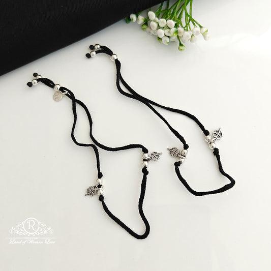 Silver black theard anklets-RCRA106