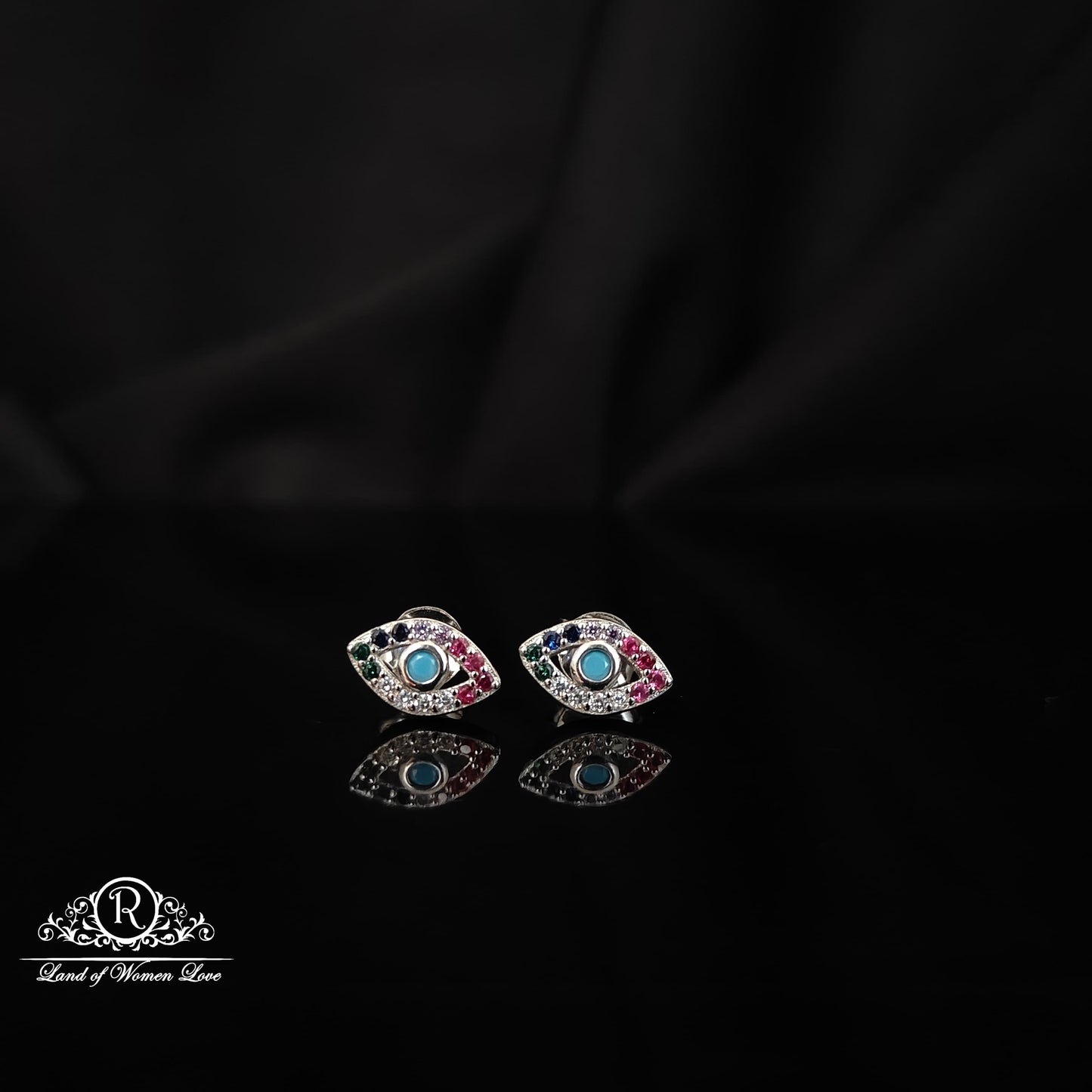 stud silver evil eye model earrings -rchs38-5 92.5 silver ramala jewelry / ramala collections