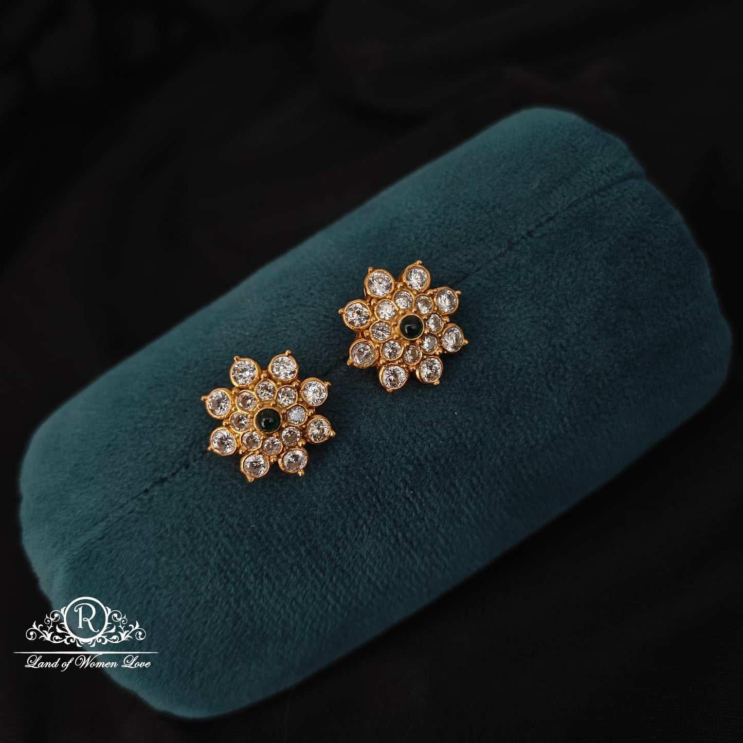 earrings 92.5 silver cz-'s flower design earrings-rcjr868 cz 92.5 silver ramala jewelry / ramala collections