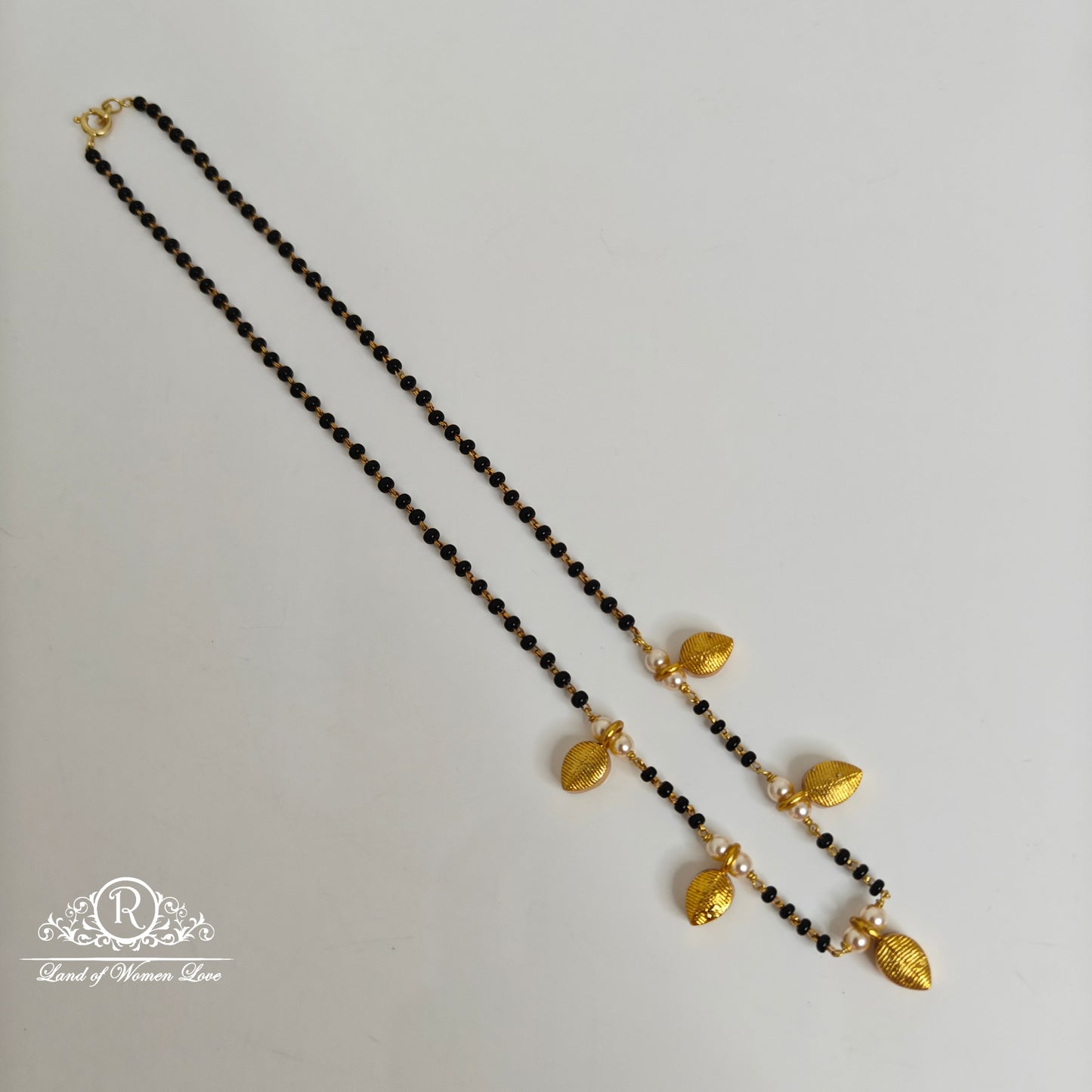 92.5 silver Black Beads with white stone lockets -RCH791