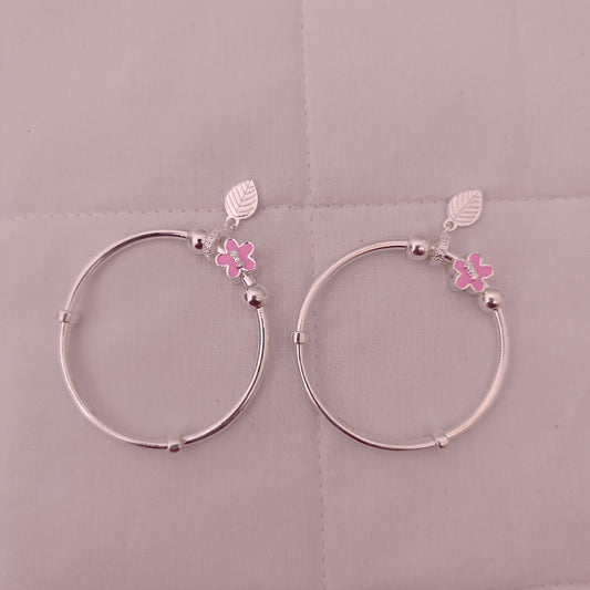 silver cz-stones flower design anklets - rcg064 cz 92.5 silver ramala jewelry / ramala collections