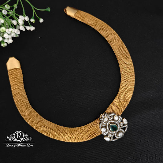 necklace silver mesh chain with moissanite locket necklace -rc06m407 moissanite 92.5 silver ramala jewelry / ramala collections