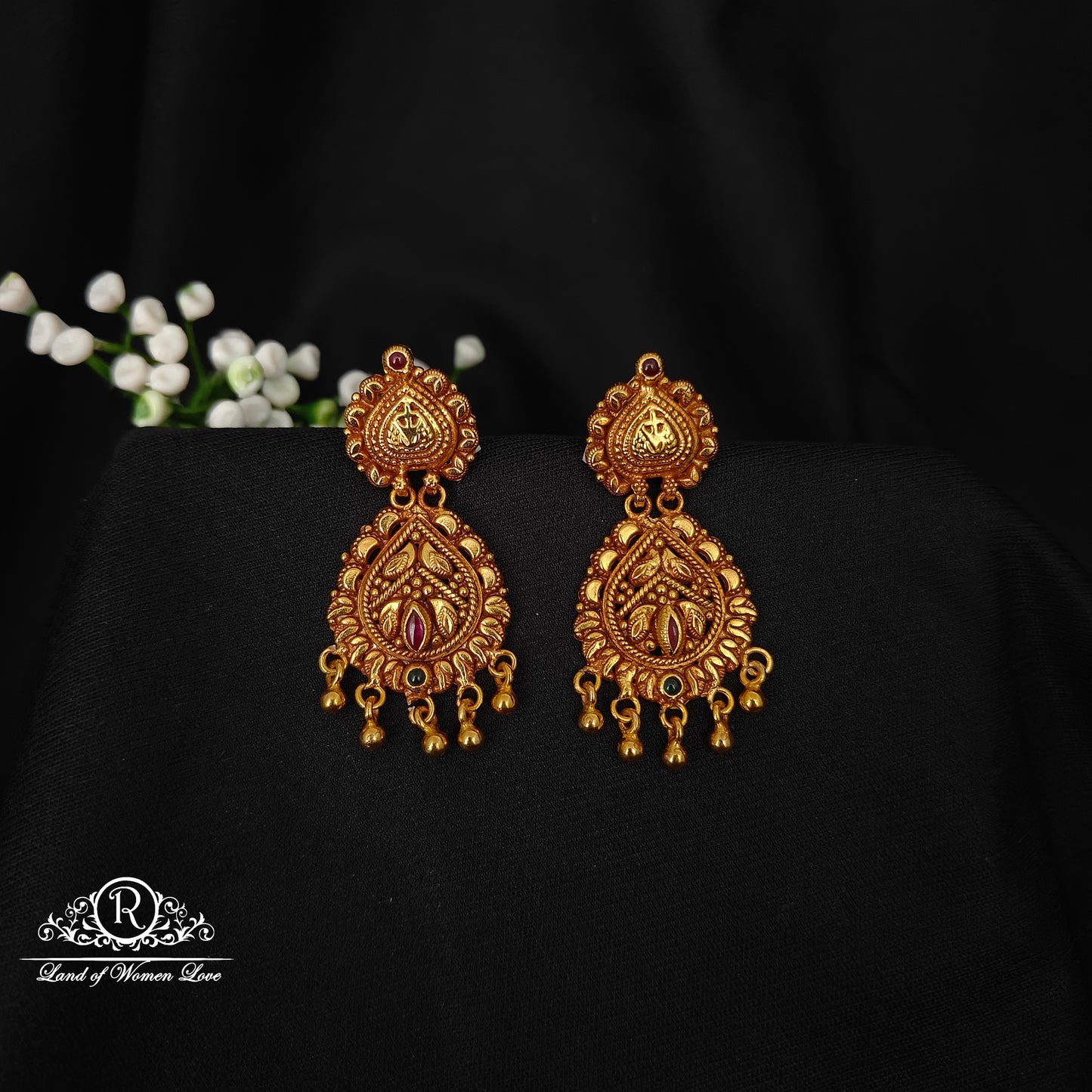 chandbali 92.5 silver simple and cute chandbali earrings with hanging gold balls -rcz82 92.5 silver ramala jewelry / ramala collections