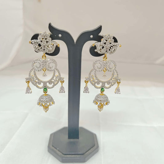 Silver radium polish diamond earrings -RCV119