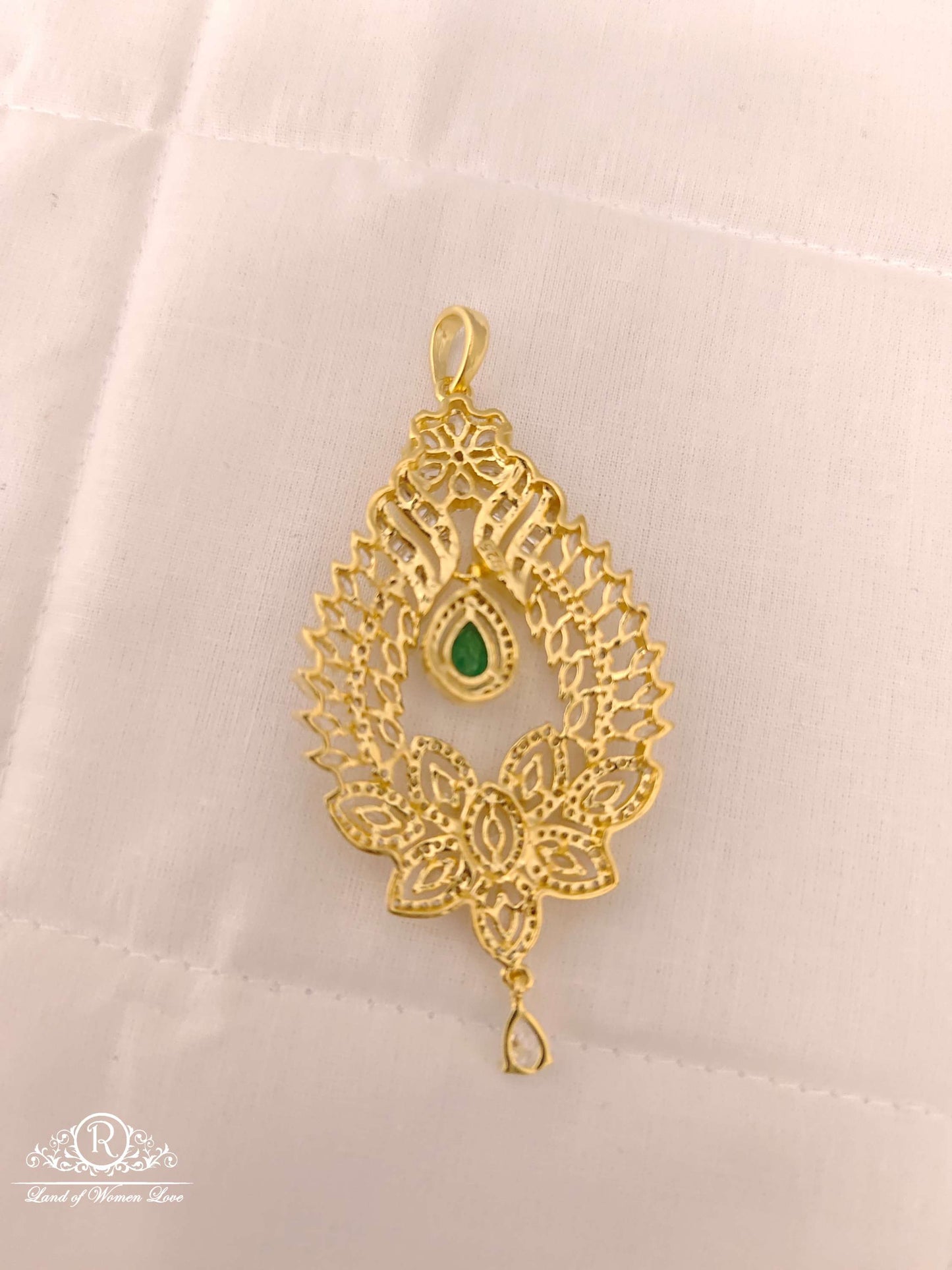 Silver CZ- White Stones Locket With Matching Earring-D07778