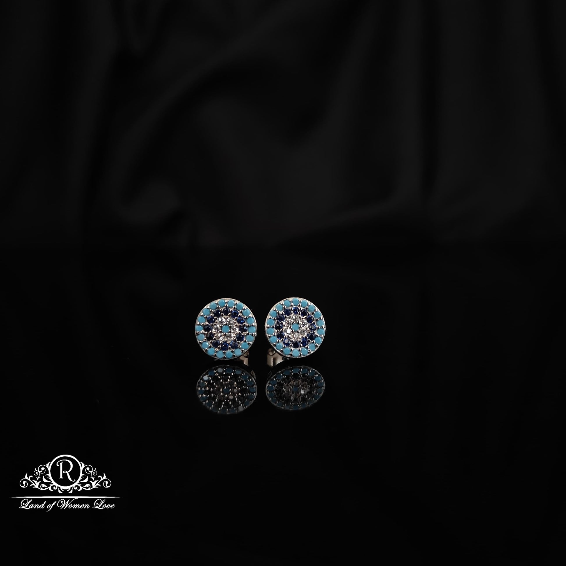 stud silver blue stone earrings -rchs38 92.5 silver ramala jewelry / ramala collections