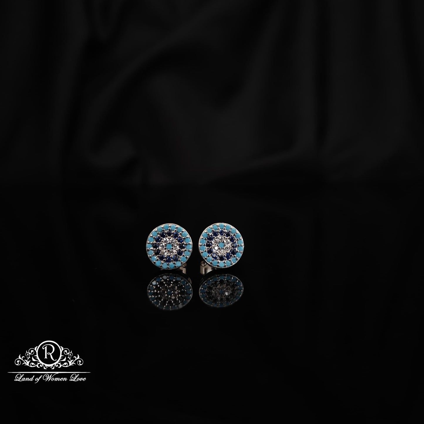 stud silver blue stone earrings -rchs38 92.5 silver ramala jewelry / ramala collections