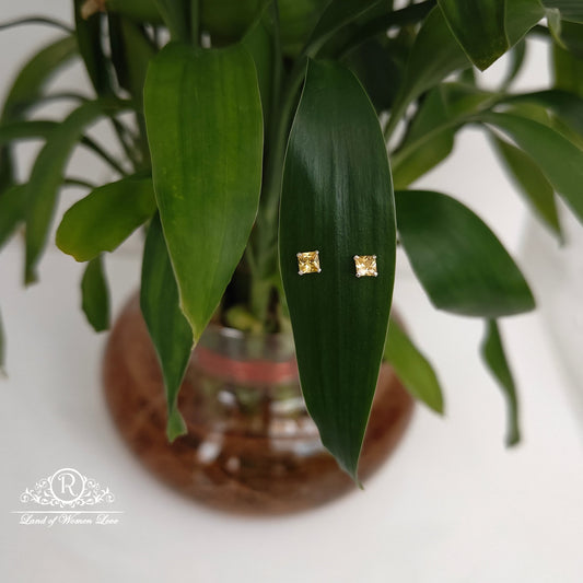 stud 92.5 silver golden yellow coloured stud earrings-rchs34-3 92.5 silver ramala jewelry / ramala collections