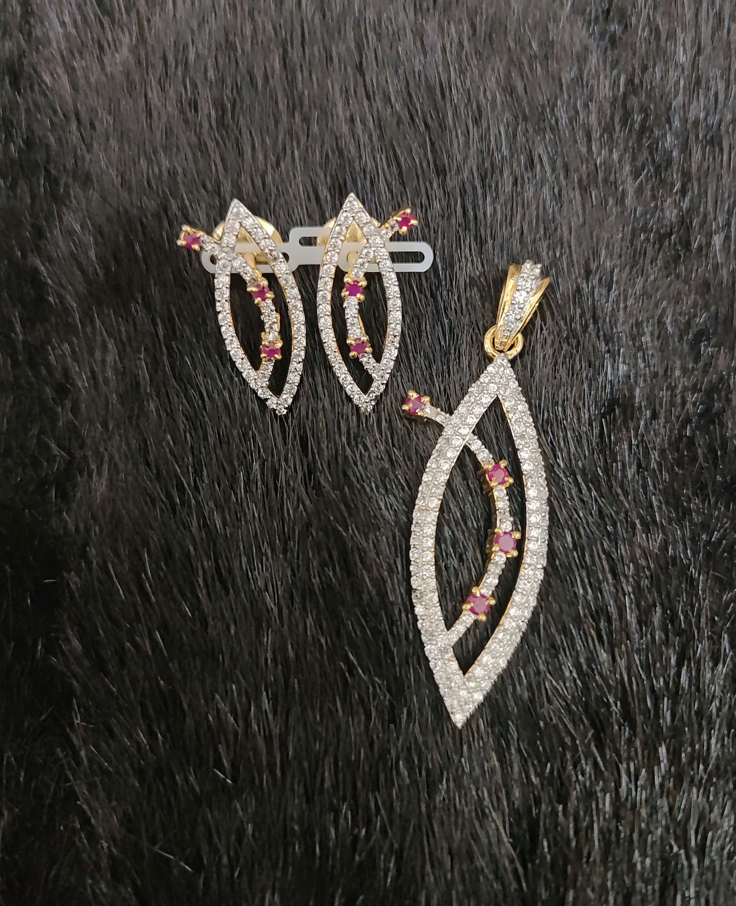 earrings silver cz- earrings with matching locket-jr204jr205 cz 92.5 silver ramala jewelry / ramala collections