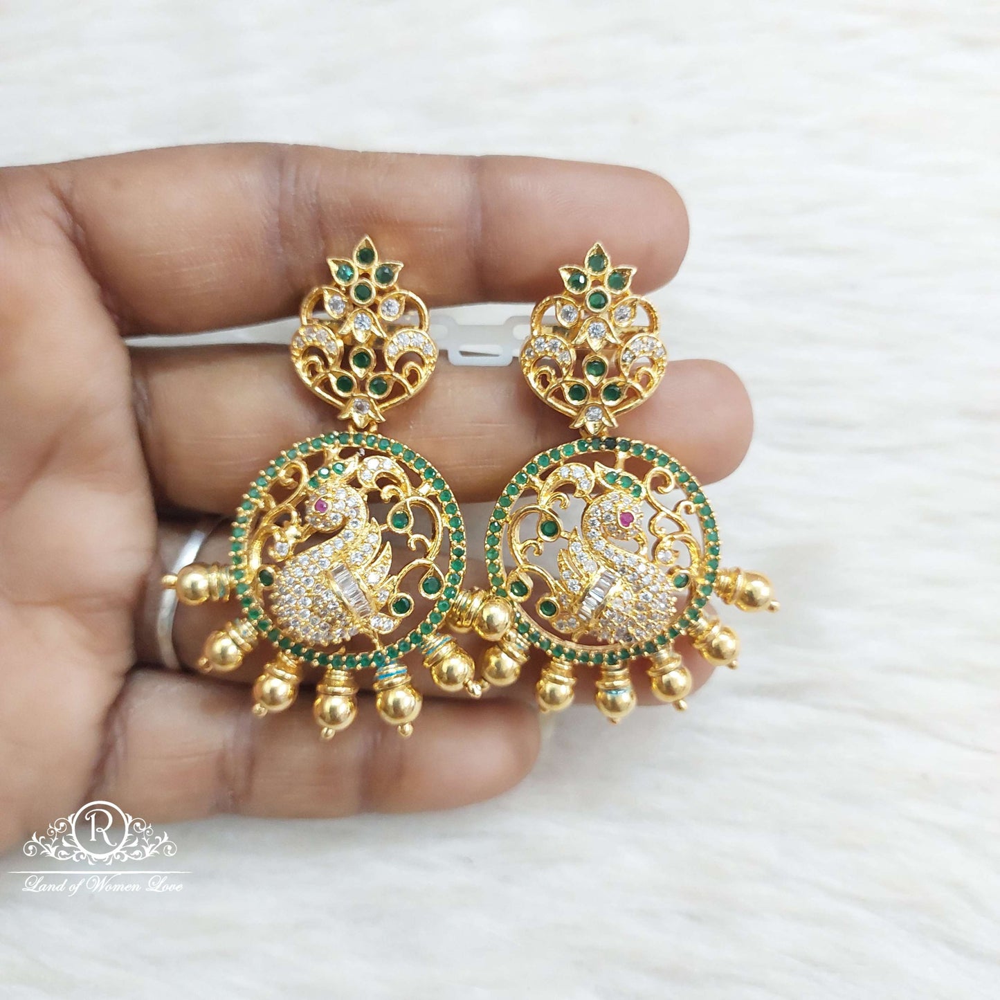 Silver Peacock Earrings-SA201