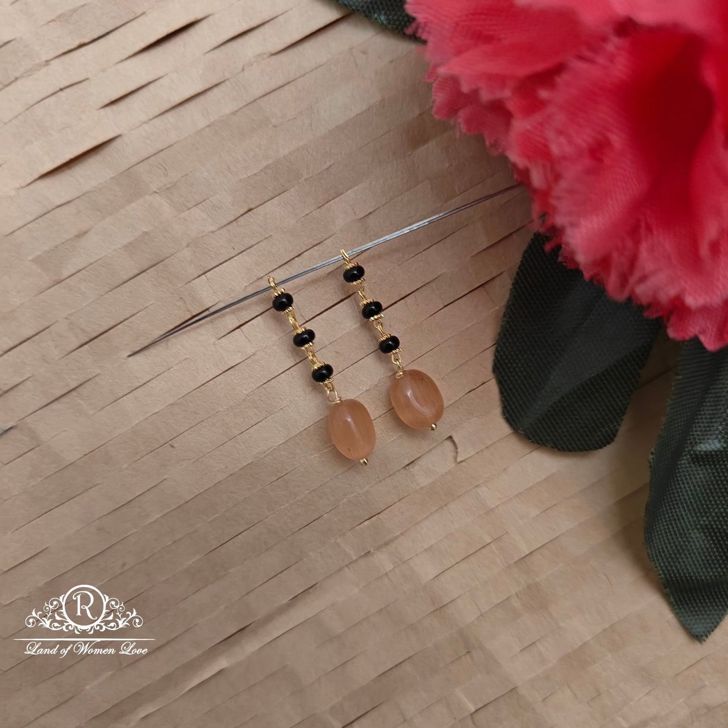 earrings 92.5 silver cute black bead hangings -rch982 92.5 silver ramala jewelry / ramala collections