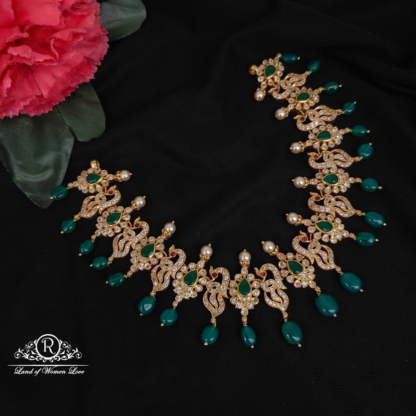 necklace 92.5 silver simple and cute necklace with hanging beads-rcl68 92.5 silver ramala jewelry / ramala collections