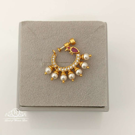 nose pin silver peacock design nose pin-rcjr665 92.5 silver ramala jewelry / ramala collections