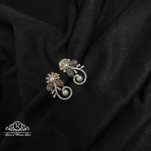 Silver pearl gem stone necklace-RCCP258