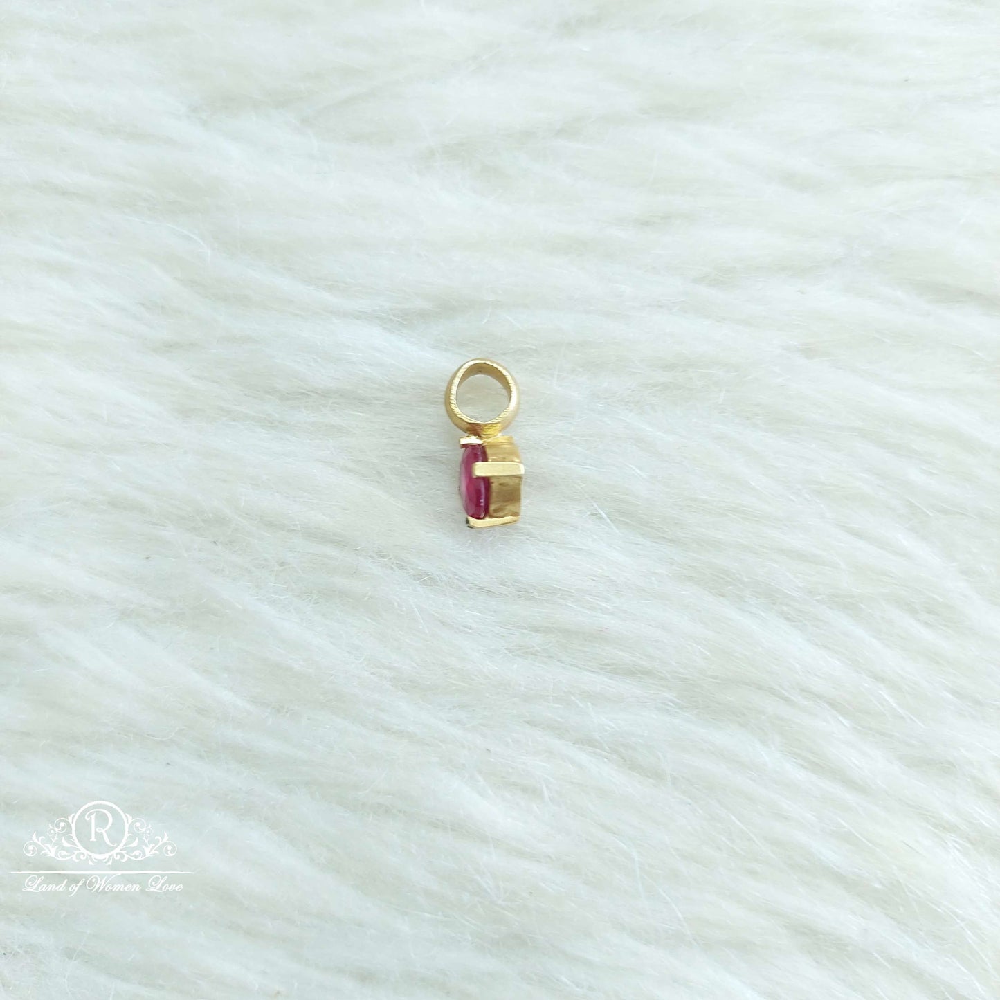 Silver Small Kempu Stone Locket-SA571