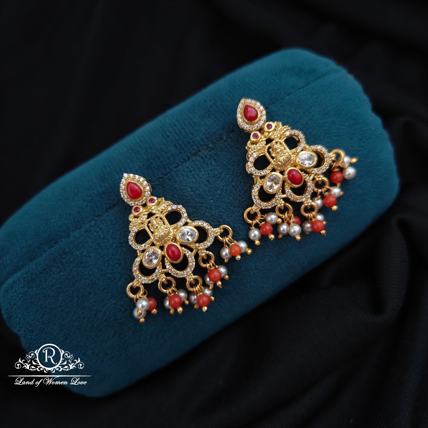 92.5 Silver Lakshmi Devi Design Earrings-RCM1150