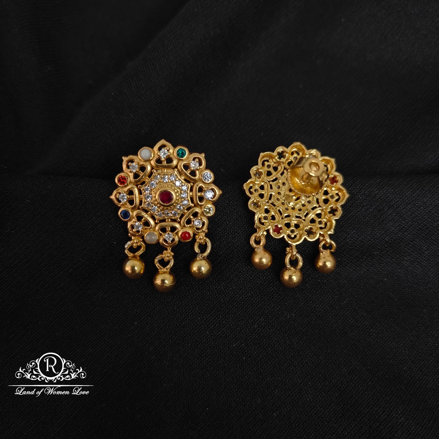 Silver Navaratna earrings-RCCP288