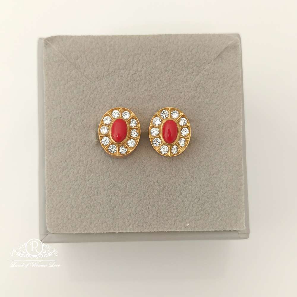 stud silver coral stud earrings-rcl02 coral 92.5 silver ramala jewelry / ramala collections